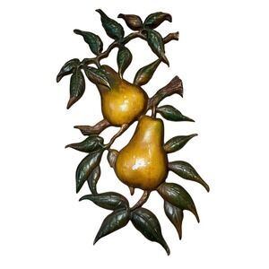 Vintage Sexton Pear Wall Plaque Hollywood Regency Metal Fruit Decor 11"